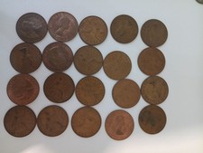 20x queen elizabeth II one penny coins, mostly 1960's, in circulated condition
