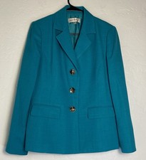 Evan-Picone Blazer Women's Size 8 Green Blue Hue Business Casual Suit Jacket