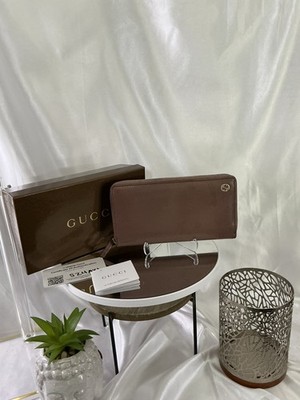 Authentic GUCCI Interlocking Brown Long Zippy Wallet w COA and Box