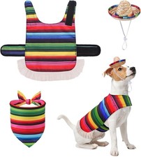SCENEREAL Mexican Serape Dog Costume, Medium, Colorful Mexican Style 