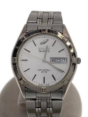 Enicar Day Date 30M Quartz Watch Analog Stainless WHT SLV SS