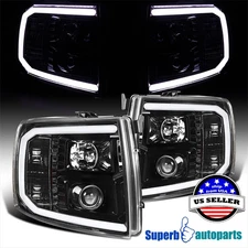Fits 2007-2013 Chevy Silverado 1500 LED DRL Pearl Black Projector Headlights