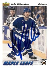 1991-92 Autographed Upper Deck Hockey Luke Richardson Toronto Maple Leafs #418