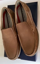 Chaps LOAFER Boat Shoe TAUPE Leather MEN Sz 12 DECK Slip-On CONVOY Tan MOC +BOX