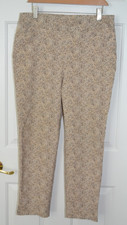Chico's So Slimming beige black Speckled Brigitte Cropped pull on pants sz L