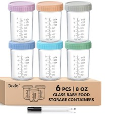6 pcs Baby Food Storage Containers 8 Oz Small Glass Jars with Lids