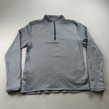 Nike Running Shirt Jacket Mens Medium Gray Fleece Dri-Fit 1/2 Zip Pullover Logo