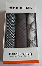 Dockers Handkerchiefs 3 Pack Gray Black 100 Cotton NWT / NIB