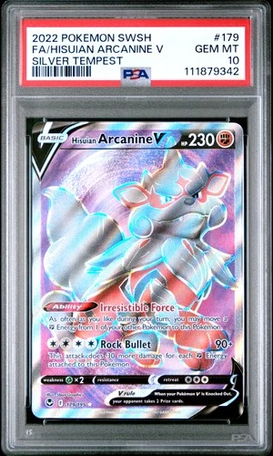 2022 Pokemon Sword & Shield Silver Tempest #179 Hisuian Arcanine PSA 10