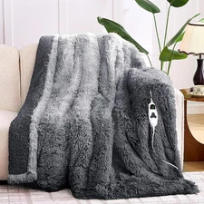 Heated Electric Blanket Throw–Faux Fur with Soft Thick SherpaWarm Winter Blanket
