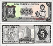 Paraguay 5 Guaranies, L.1952 (1963 ND), P-195b, UNC