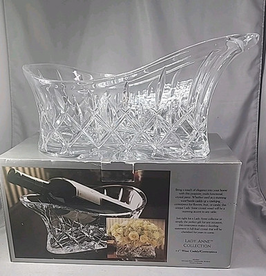 Gorham Crystal Lady Anne Wine Bottle Caddy Centerpiece 11'' Crystal Vessel 