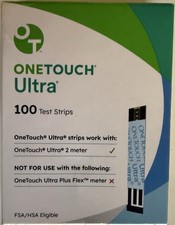 New 100 One Touch Ultra Blue Blood Glucose Test Strips - 1 Box Of 100 6-26 Exp