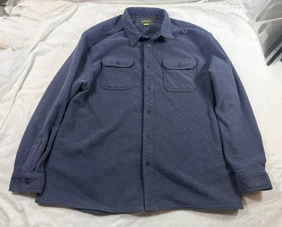 Cabela s Men s 2XL Long Sleeve Button Up Textured Fleece Shirt Blue Cotton Blend
