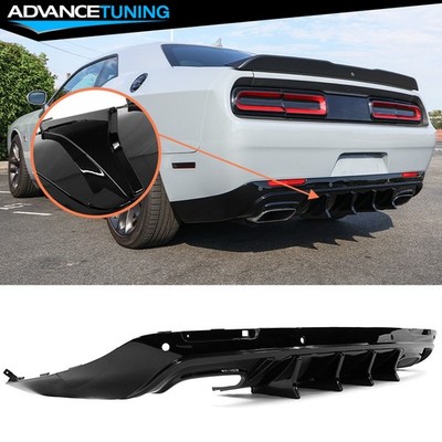 For 15-23 Dodge Challenger IKON V4 Style Gloss Black Rear Bumper Lip Diffuser PP