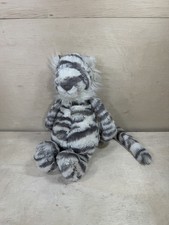 Jellycat Bashful Snow Tiger Medium 12" White Grey Plush Stuffed Animal Retired