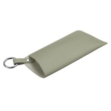 Eyeglass Case, Soft Leather Glasses Pouch Bag with Belt Clip, Grey