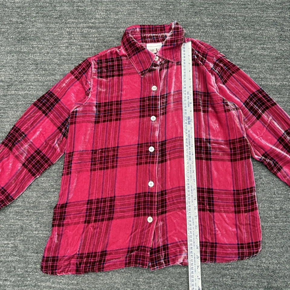Camisa Soft Surroundings Mujer Grande Pequeña Rosa Terciopelo Novio Túnica Cuadros Foto 4 de 4