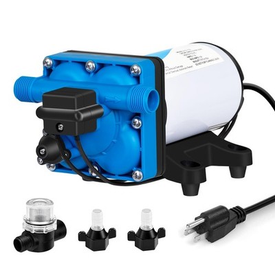 110V Camper Water Diaphragm Pump with Power Plug 42-Series 5.5GPM 70PSI High ...