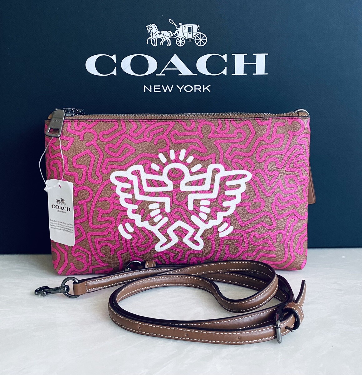 NWT COACH X KEITH HARING BRIGHT FUCHSIA/SAD LYLA GRAPHIC