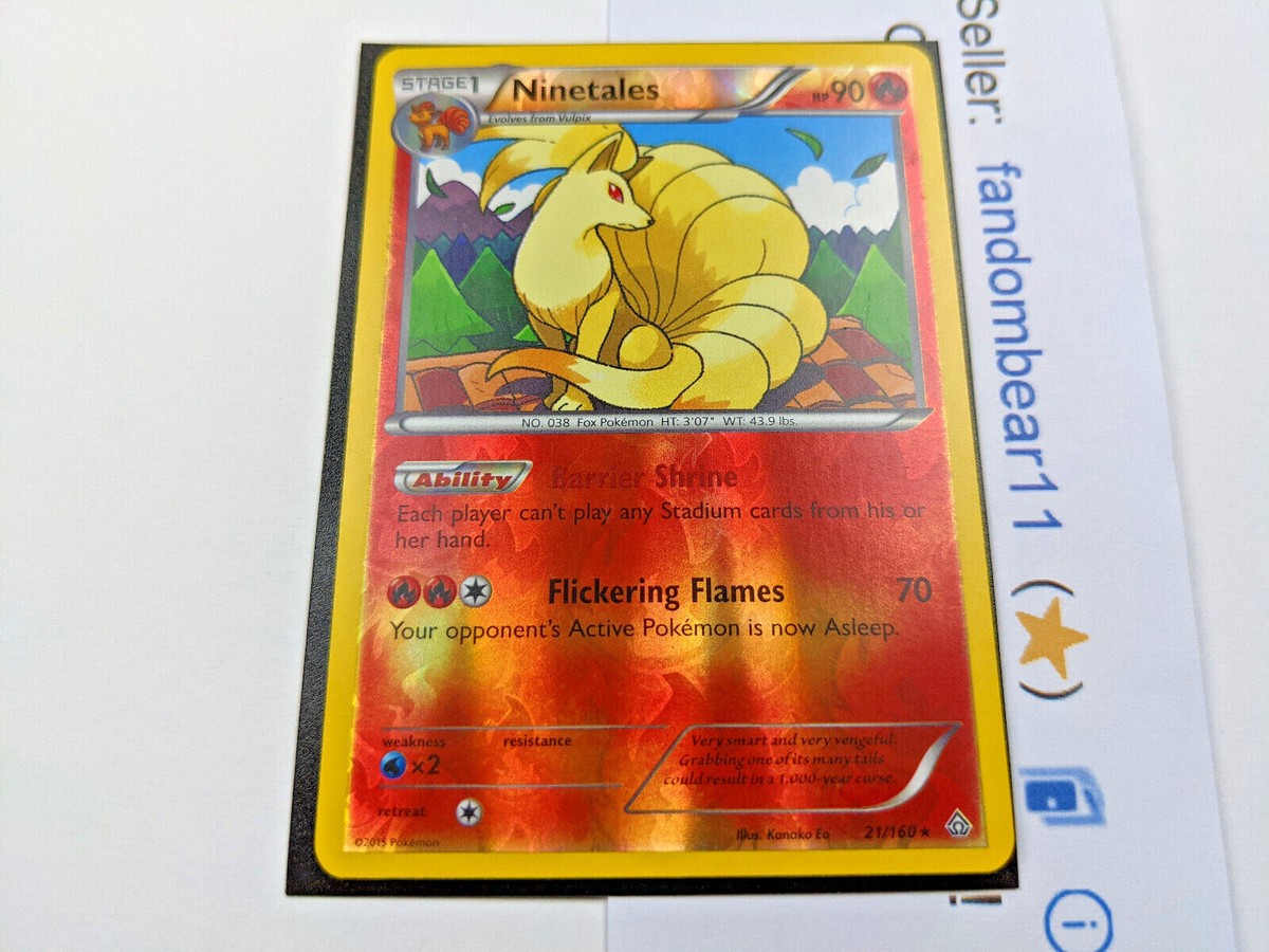 Ninetales REVERSE HOLO RARE card 21/160 XY Primal Clash 2015