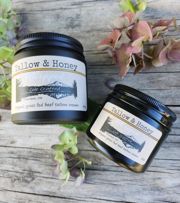 Unscented Whipped Tallow & Honey Grass Fed Sensitive Skin Cream 2oz 