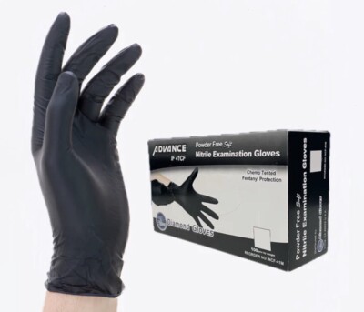 Advance IF41 Nitrile Exam Examination Gloves Thick 4 Mil Black Gloves 1000 Pcs
