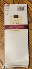 Hanes Plus Silk Reflections Silky Sheer Knee Highs Enhanced Toe One Size 2 pair