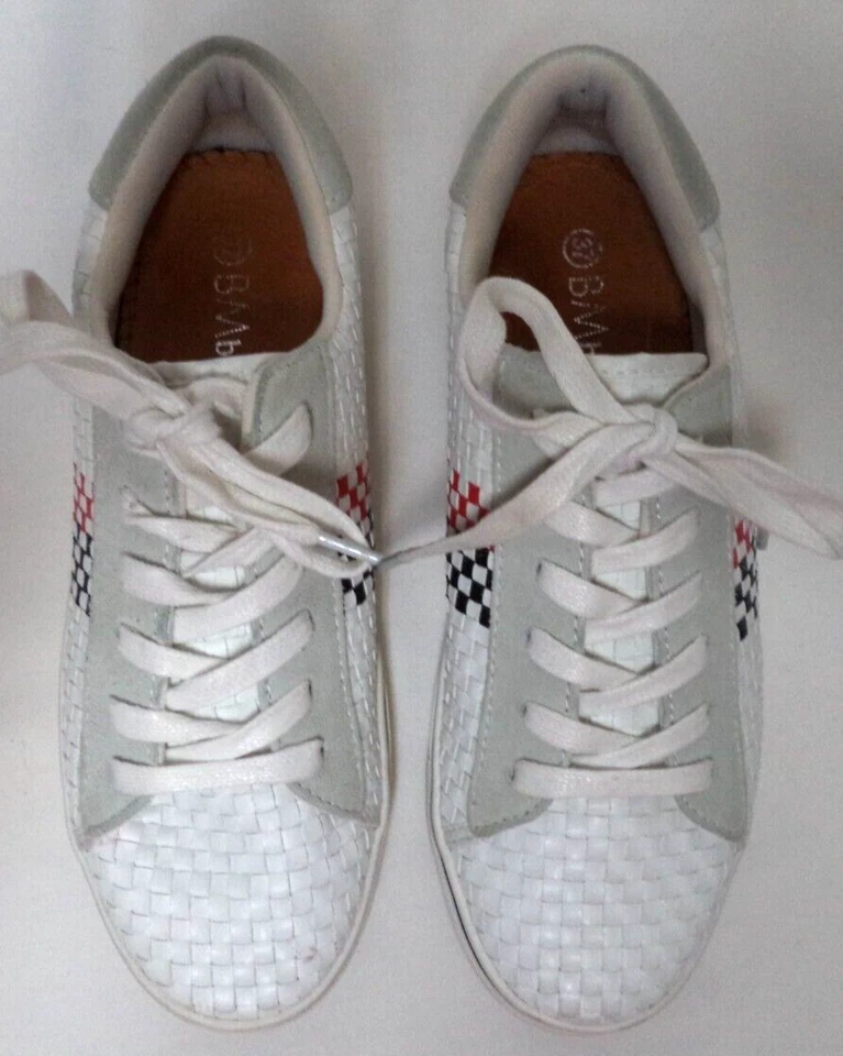 Bernie Mev Cuero Cuadros Cesta Tejido Tenis Zapatos Talla 37 7 Foto 3 de 4