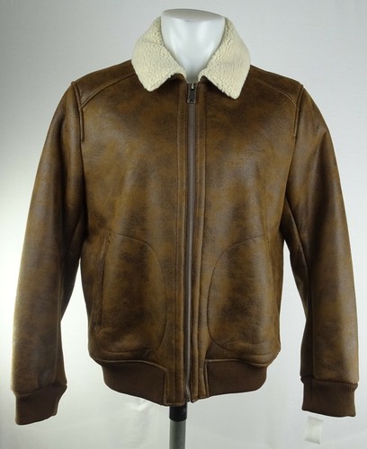 Brown Aviator Faux Leather Jacket | eBay