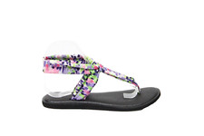 Sanuk Yoga Sling Sandals sz 6 Women Colorful Flip Flops Toe Post beach pool
