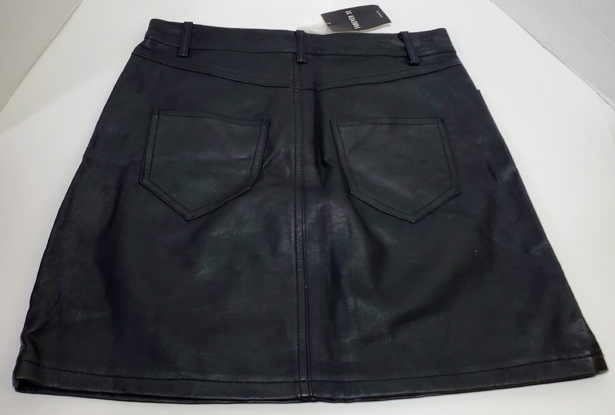 NWT Forever 21 Skirt Black Faux Leather Pockets Mini - Main Image