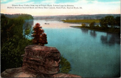 Postcard ILLINOIS Illinois River from top of Pulpit Rock - Lover's Leap distant