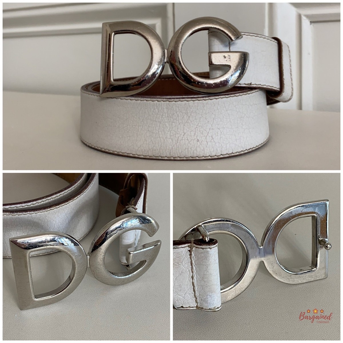 Authentic Dolce&Gabanna White Leather Silver Logo Buckle Belt Size 95/38 Dolce Gabbana Belts - Etsy main image 3
