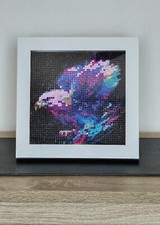 Handgefertigtes buntes Adler Bild in Diamantkunst mit Rahmengröße 18 x 18 cm