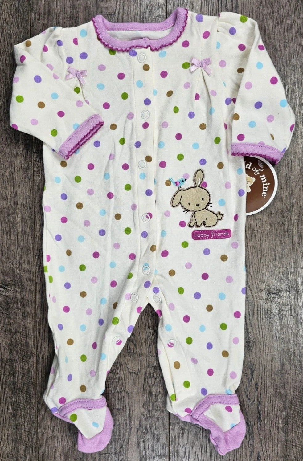 Baby Girl Clothes New Child Mine Carter's Newborn Purple Bunny Footed Outfit