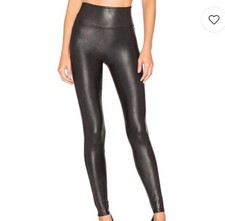 Spanx Womens Size Small Black Faux Leather Moto Pull On Leggings