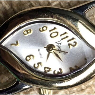 Vivani Ladies Leaf Watch As Is Hinged Silver Gold Quartz Stainless Steel Retro s-l1200.jpg main image 3