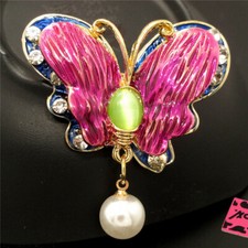 Rose Enamel Cute Bow Pearl Crystal Fashion Women Charm Brooch Pin Gifts