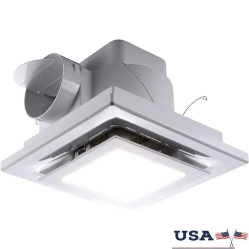 Quiet Bathroom Exhaust Fan W/ LED Light Ceiling Mount 110 CFM 1 Sone 4 Inch Duct