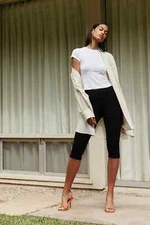 VELVET By Graham & Spencer Myra Cropped Baby Ribbed Leggings Black S $130 D17