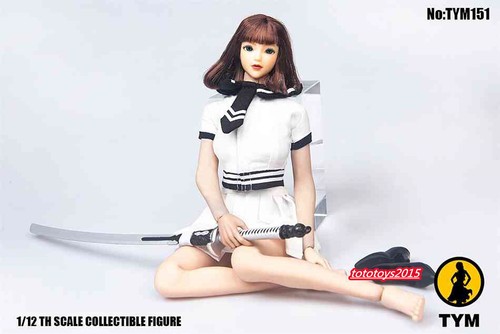 1/6 Girl Head JK Shirt WhitePleated Skirt Tie Clothes For 12"PH TBL Figure Body - Picture 4 of 5