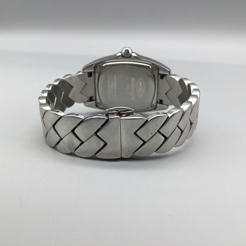 Chronotech Watch Women Silver Tone Rivoli Crystal Blue Date New Battery 6.25" - Picture 10 of 16