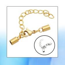 Lobster Clasp Set - 2 mm Hole Cord End Caps  Extension Chain for Jewelry Making