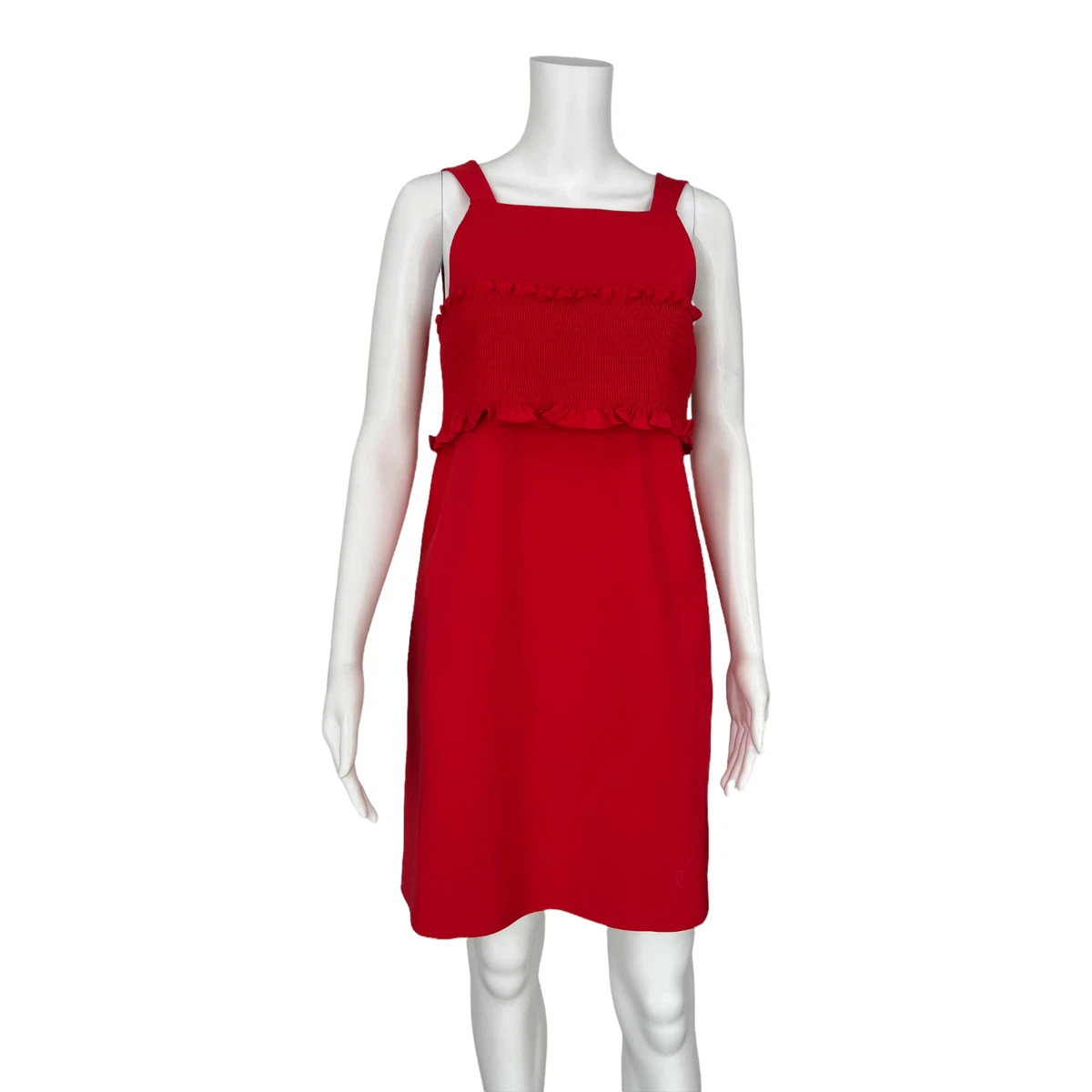 Tibi Red Ruffle Ruched Dress size 6
