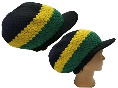 Jamaica Green Yellow Black Flag Rasta Hat Crown Cap Dread Irie