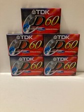 NEW Lot of 5 TDK D60 High Output Audio Cassette Tapes IECI/Type I Sealed