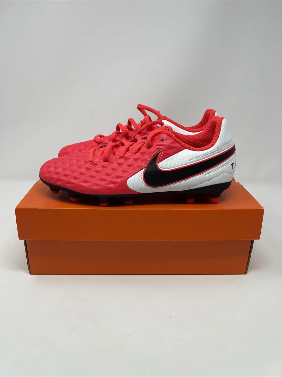 Nike Jr Legend Tiempo 8 Club FG MG Youth Soccer Cleats RED WHITE