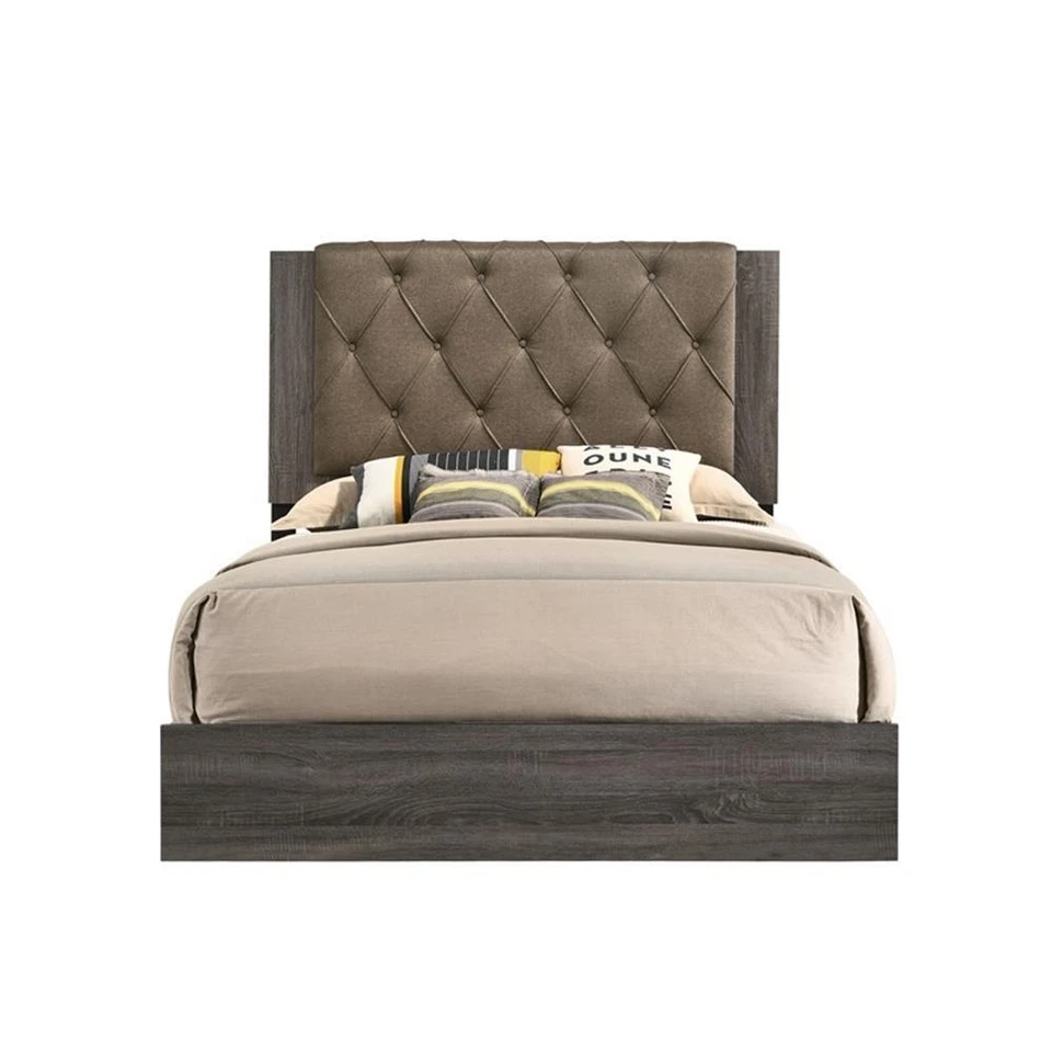 ACME Avantika Eastern King Bed in Fabric & Rustic Gray Oak - Image 3 of 3