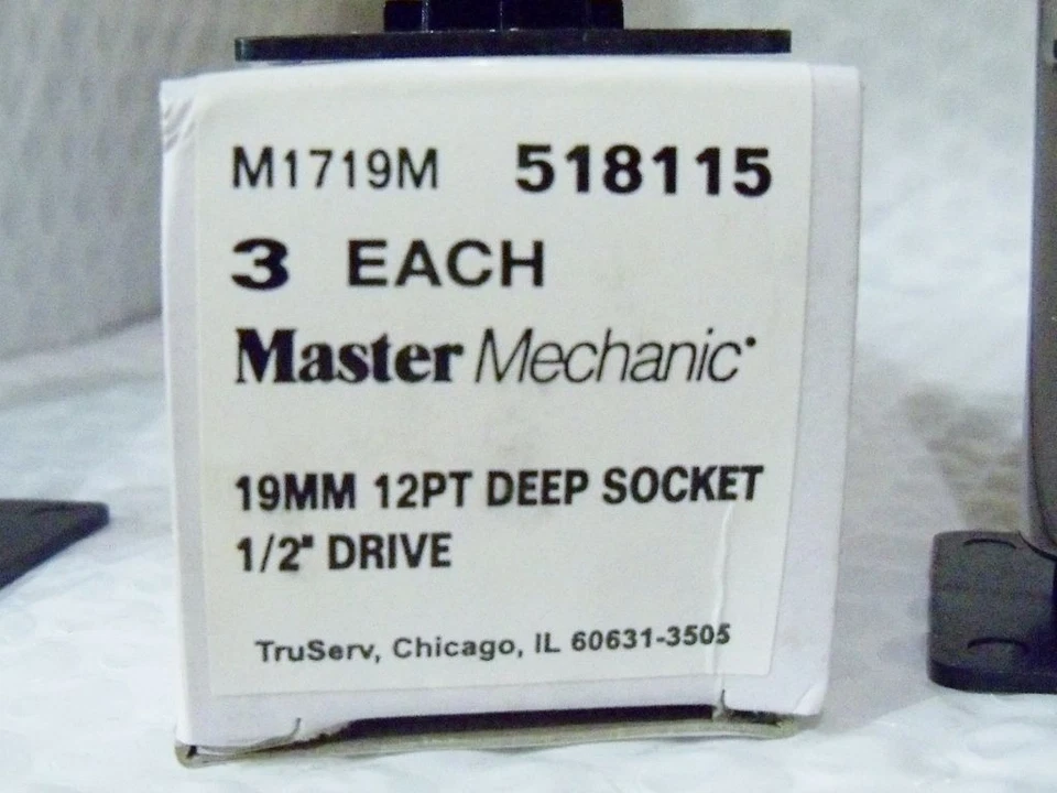 SET OF 3 MASTER MECHANIC 19MM 12 POINT DEEP SOCKET 1/2" DRIVE M1719M PART 19 - Image 2 of 2